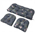Wicker Chair Cushions Set, 2 U-Shaped Cushions & 1 Loveseat, Waterproof Outdoor Loveseat Cushion for Patio Furniture, Settee Bench Pad All Weather,PinkFlower - color: Pinkflower