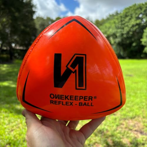 ONEKEEPER Soccer Reflex & Reaction Ball - White, Orange, Blue, Pink, and Fluo Yellow, Agility and Coordination Training for Kids and Juniors (Pump Not Included) - color: Orange Fluorescent