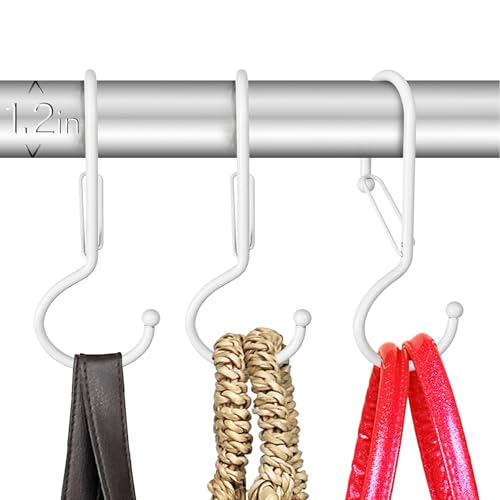 6 Purse Hanger for Closet. Tote Hanger. S-Shaped Hooks S Hooks Twist Design. Anti Drop S-Shaped Hook for Hanging Handbags with Safety Buckle to Prevent Falls. Heavy Duty. (White, Twisted) - color: White, size: Twisted