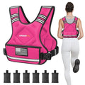 APEXUP Adjustable Weighted Vest, 4-10lb/12-18lb/20-32lb Vest with 6 Ironsand Weights and Large Pocket, Weight Vest for Men Women Strength Training, Running, Walking - color: Pink, size: 4-10lbs