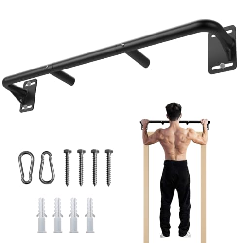Fitarc Joist Mount Pull Up Bar, Wall Chin Up Bar Ceiling Mount for Beams, Heavy Duty Steel Construction, Home Gym Workout Equipment -Patent Pending - color: Wall Mounted for 7-8ft Beams, 32in Span Studs