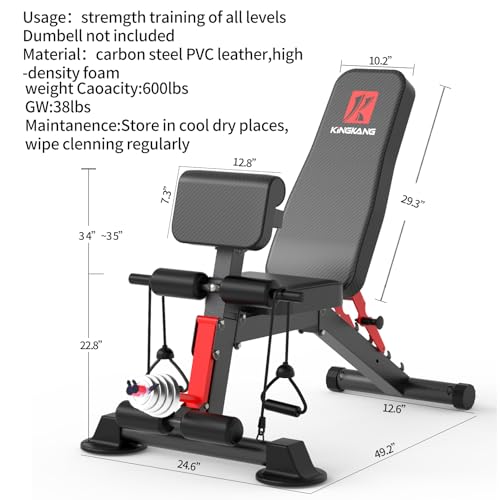 K KiNGKANG Adjustable Weight Bench,1050 lbs Foldable Workout Bench with 8 Back Positions, Incline Decline Flat Exercise Bench for Home Gym Full Body Strength Training - color: Charcoal