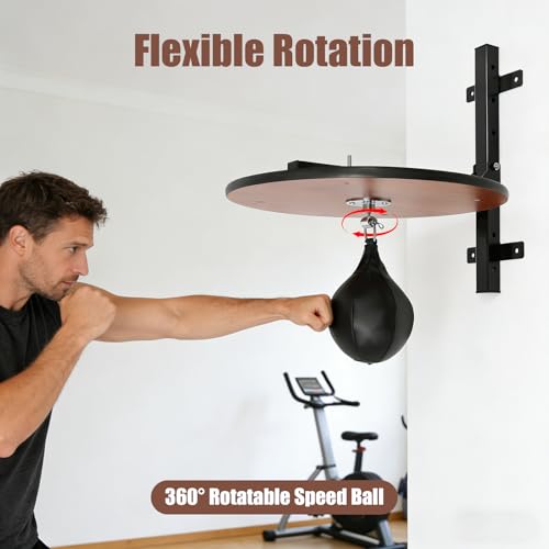 Speed Bag Platform Speed Bag Boxing Kit for Adults Height Adjustable Wall-Mounted Heavy Duty Boxing Training Equipment 360° Rotatable Speed Ball with Punching Ball Fits Home Gym Workout - color: Log Color