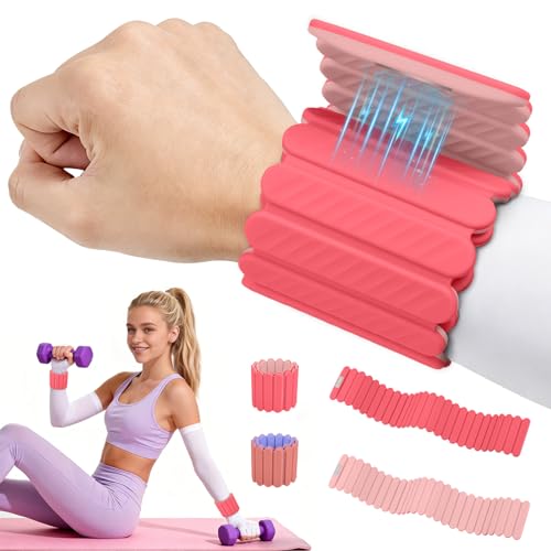 Abahub Adjustable Wrist & Ankle Weights 2Pack, Wearable Silicone Weighted Bracelet for Women, Arm Leg Weights for Home Gym Workout, Jogging, Yoga & Pilates - color: Magnetic Pink, size: 2.2LB Pair (1.1LB Each)