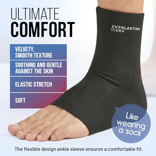 Ankle Compression Sleeve for Achilles Tendonitis Relief, Ankle Ice Pack Wrap, Foot Brace Sprained Ankle Support for Women and Men, Freeze Cold Packs for Plantar Fasciitis - style: S-M