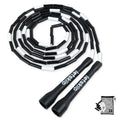 Classic Beaded Jump Rope, Adjustable Tangle-Free Set | 4 styles, segmented skipping rope with shatterproof PP beads, for indoor/outdoor fitness, kids & adults, 10 spare beads & bag - color: Black/White