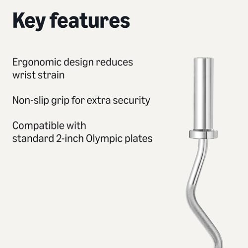 Amazon Basics Olympic 2-Inch Curl Barbell Bar, 47", Chrome