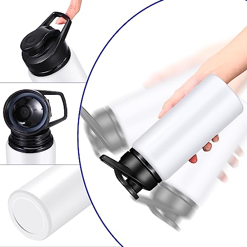 CHENGU Water Bottle Bulk 20 oz Aluminum Reusable Bottles Lightweight Snap Lid Water Cups Easy Carry Leak Proof Travel Tumbler for Gym Sports Camping Hiking Fishing - color: White