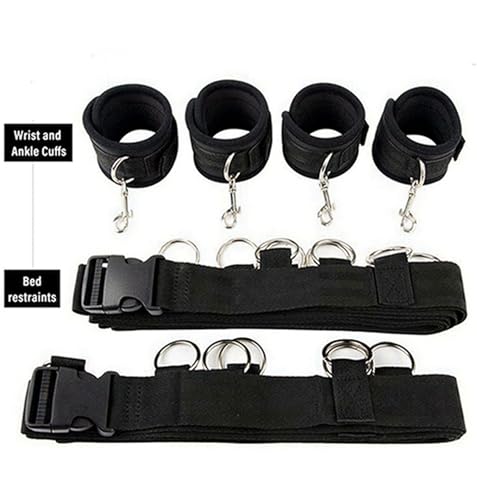 BDSM Sex Bed Bondage Restraints Kit Toys for Ankle and Wrist Bar Sex Resistance Bands Women Bed for Neck with Ankle Straps Sex Handcuffs Hand Cuff Bracelets for Women Set Adults Bedroom Play Sweater