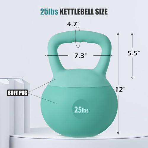 sogesfurniture Soft Kettlebells,Safe Strength Training Kettlebells,Iron Sand Filled Weights Strength Training Kettlebells,Fitness Soft Kettlebells for Women Men Children - color: 25LBS-Mint Green