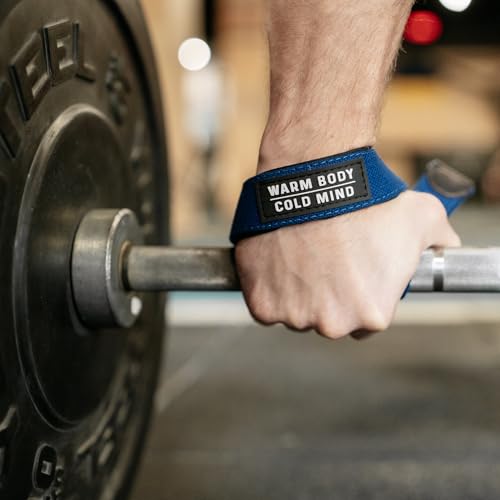 WARM BODY COLD MIND V2 Lifting Wrist Straps for Weightlifting - Hand Straps for Powerlifting, Weight Lifting, Bodybuilding Functional/Cross Training, Deadlift Gym Bar, Cotton - color: PRO Blue
