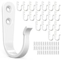 BREYDROK 20-Pack Towel Hooks for Bathroom, Heavy Duty Black Metal Wall Hooks for Robe, Coat, Kitchen, Closet, Garage Organizer - color: 20Pcs + White
