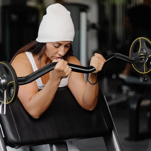 Olympic EZ Curl Barbell Bar, 400LBS Weight Capacity Olympic Curl Bar, 4ft Barbell Weight Bar with Knurled Grip for 2 Inch Weight Plates, Hip Thrusts,Squat,Biceps-Home Gym Weight Bar - color: Black