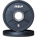 REP Fitness Urethane Coated Tri-Grip Olympic Barbell Weights - Sold in Pairs - style: 5 LB Pair