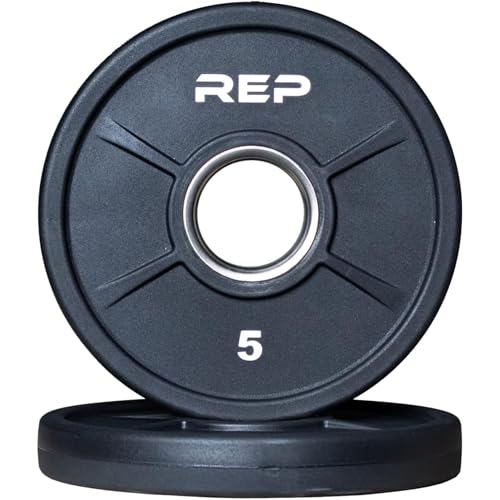 REP Fitness Urethane Coated Tri-Grip Olympic Barbell Weights - Sold in Pairs - style: 5 LB Pair