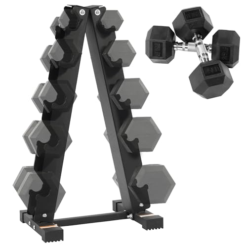 BalanceFrom Dumbbell Rack Stand, Multi-Tier Weight Rack for Dumbbells & Kettlebells, Heavy Duty Home Gym Storage Rack, Includes 25 lb Dumbbell Pair, Black - style: 25LB Pair and A-Frame Rack
