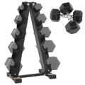 BalanceFrom Dumbbell Rack Stand, Multi-Tier Weight Rack for Dumbbells & Kettlebells, Heavy Duty Home Gym Storage Rack, Includes 25 lb Dumbbell Pair, Black - style: 25LB Pair and A-Frame Rack
