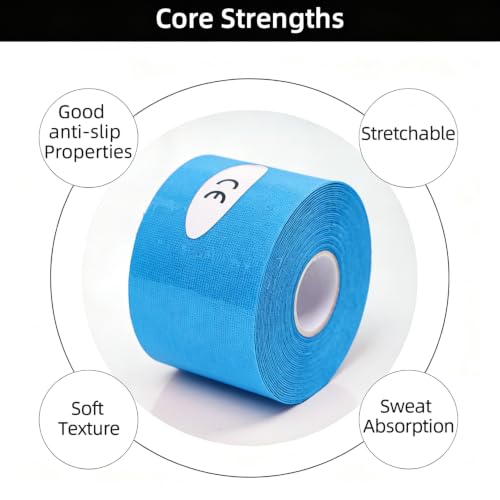 PRIOR FITNESS Aerial Hoop Tape, 5m/16.4ft x 5cm Anti Slip Lyra Hoop Grip Tape, Sweat Absorbent Stretch Textile Pole Dance Tape, No Residue Self Adhesive Hand Protective Tape for Aerial Hoop Ring - color: Blue