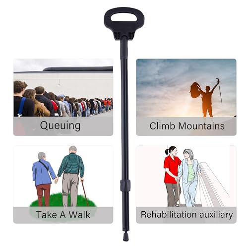 Cane with Seat 2-in-1 Portable Walking Stick with Seat for Men & Women Folding Lightweight Sturdy Tripod Cane Foldable Stool Mobility Aid Crutch Chair with Travel Bag for Elderly, Seniors & Handicap - color: New Dark Black