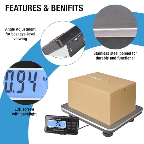 SurmountWay Shipping Scale 660lbs LCD Digital Platform Heavy Duty Portable Stainless Platform for Postal Shipping Scale Industrial Floor Scale W/ 14"X 12" - size: 660lb