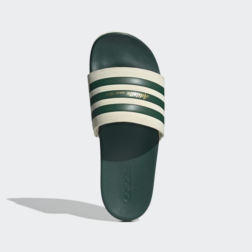 adidas Women's Adilette Comfort Slides - color: Wonder White/Collegiate Green/Gold Metallic, size: 17 Women/16 Men