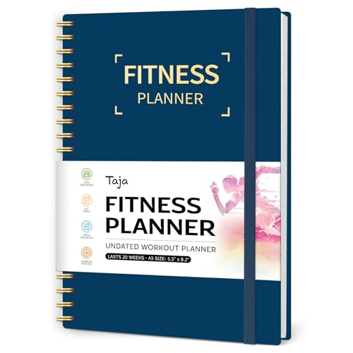 Fitness Workout Journal for Women & Men, A5(5.5" x 8.2") Workout Log Book Planner for Tracking, Progress, and Achieving Your Wellness Goals-Navy Blue - color: l.Navy Blue