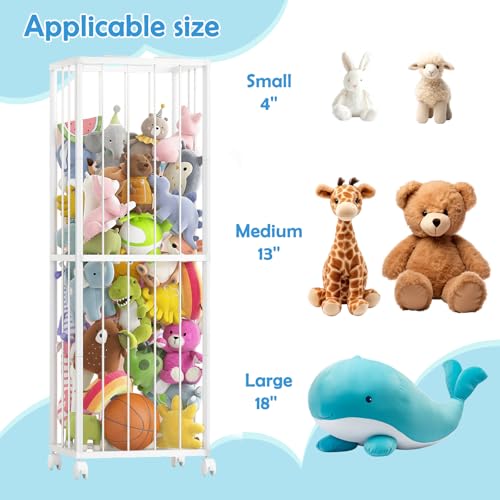 Stuffed Animal Storage Zoo Metal Toy Organizer 61x17x12.6in with Wheels - size: Large