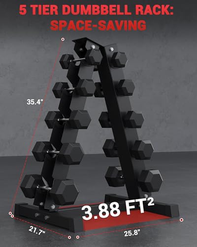 Garvee Cast Iron Hex Dumbbell Set with Storage Rack, Rubber Coated Hand Weights Dumbbells, Heavy Duty Dumbbell Set for Home Gym Strength Training, Multiple Weight Options (210/350/360/450/550LB)