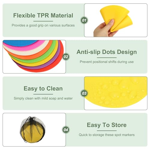 Spot Markers, Poly Spot Marker for Agility Training Floor Dots Non Slip Flat Field Cones - color: Yellow, size: 19 cm/7.5inch