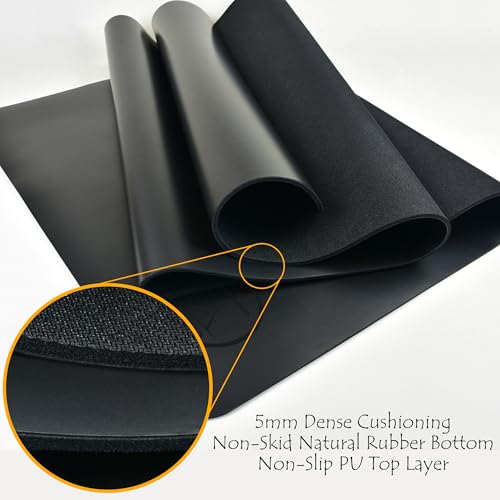 Tatago Hot Yoga Mat Non Slip-Professional Grade Natural Rubber Yoga Mat, Pliates Mat, Stretching Mat or exercise mats for home workout. Nonslip for Hot and Sweaty Classes. Includes Yoga Strap for Carrying and Stretching too. - color: Black, size: 72 Inch