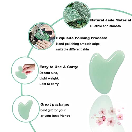 Gua Sha, Jade Stone Gua Sha Massage Tool, Guasha Tool for Face and Body Skin Massage. Gua Sha Set for Toxins Prevents Wrinkles for SPA Acupuncture, Therapy Trigger Point Treatment. - color: Green