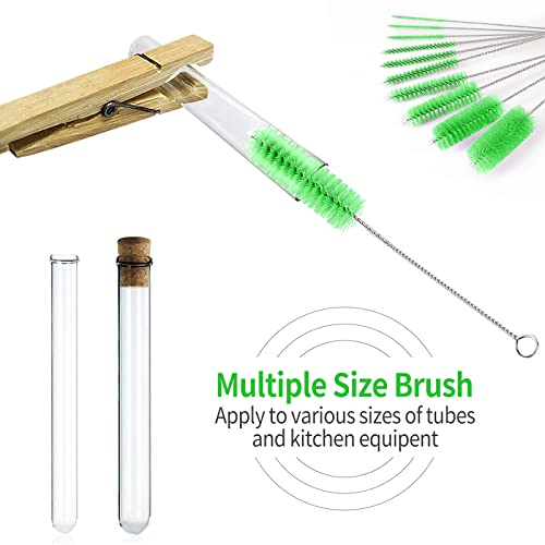 CiaraQ Bottle Cleaning Brushes, 8 Inch Nylon Tube Brush Set | Green Cleaner for Narrow Neck Bottles Cups with Hook, Set of 10pcs. - color: Green, size: 8.0 Inch (10pcs)