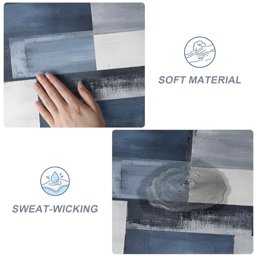 Navy Blue Grey White Yoga Mat Non Slip Abstract Art Modern Oil Painting Exercise Mat with Carrying Strap, Large Yoga Mats for Women, Workout Mats for Pilates, Stretching & Fitness - color: Blue White Gray, size: 72"L x 24"W