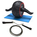 Ab Roller for Abs Exercise Workout Fitness Ab Wheel Roller Knee Mat Resistance Bands Home Gym Equipment for Men Women Abdominal Exercise - color: Black w Jump Rope