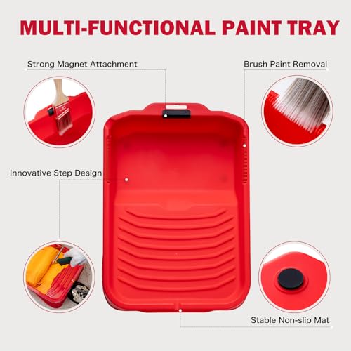 Mister Rui 9 Inch Paint Tray with Liner, 21 Pack, Sturdy Plastic Paint Tray with 20 Liners, Paint Pan Liners, Paint Roller Trays for Painting - size: 9 Inch, 21 Pack