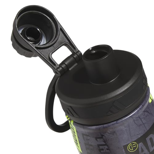 adidas Stainless Steel Metal Water Bottle 20 oz (600 mL) Screw Cap - color: Upscaled Mix-black/Lucid Lemon Yellow