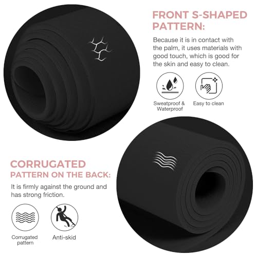 Gruper Yoga Mat Non Slip TPE Extra Wide Yoga Mat with Alignment Mark, 72"L x 32"W x 0.32"/0.24"Th (183cm x 80cm x 8mm/6mm), Anti-Tear Exercise Mat with Carrying Strap and Bag, Workout Mats for Yoga, Pilates - color: Black, size: 0.32*32*72 Inches