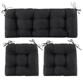 Wicker Chair Cushions of 3 Pieces, Waterproof Cushions for Patio Furniture, Tufted Wicker Outdoor Furniture Cushions, 1 Patio Loveseat Cushion and 2 U-Shaped Cushions, 44"x19"x5", Black - color: Black