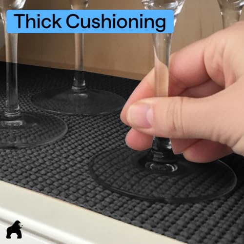 GORILLA GRIP powerGRIP Drawer Shelf and Cabinet Liner, Thick Strong Hold, Non-Adhesive Liners Protect Kitchen Cabinets and Cupboard, Bathroom Drawers, Easy Install, Breathable Mat, 12" x10', Charcoal - color: Charcoal, size: 12" X 10', style: 12" x 10'