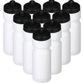 Sunnyray 10 Pcs Squeeze Sports Water Bottle 23 oz Reusable Blank Plastic Sports Water Bottle with Pull Top Cap for Adults Fitness Bike, Dishwasher Safe(White) - color: White