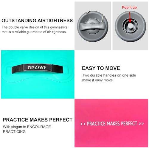 VOFiTNY Gymnastics Tumbling Equipment Air Barrel Inflatable Octagon Tumbler Roller Back-bend Trainer Cheerleading Without Pump - color: Pink/Mint nopump, size: 4'L x 2.5'D