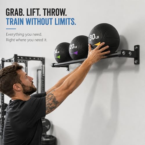 Medicine Ball Rack Wall Mount, Med Ball Storage Holder, Slam Balls Rack for Home Gym, Heavy Duty Exercise Equipement Wall Storage