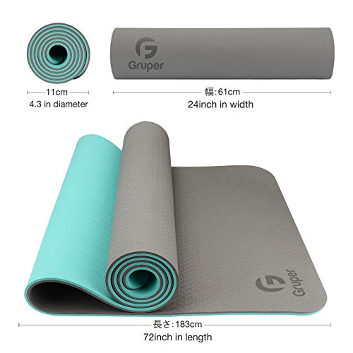 Gruper Yoga Mat Non Slip, Eco Friendly Fitness Exercise Mat with Carrying Strap,Pro Yoga Mats for Women,Workout Mats for Home, Pilates and Floor Exercises - color: Carbon Gray, size: 0.24*24*72 Inches