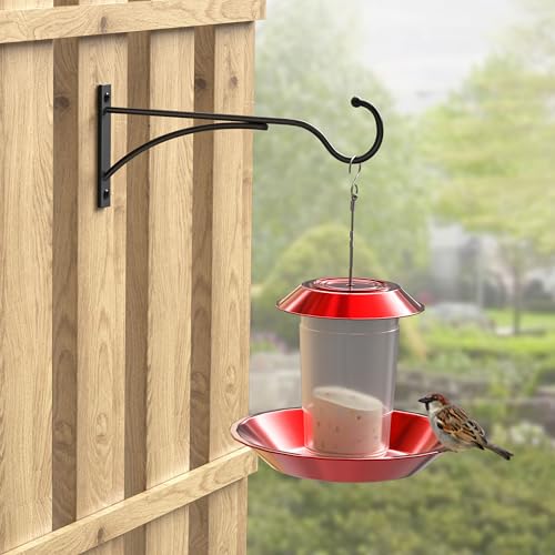 saffruff 11 Inch Heavy Duty Plant Hangers Outdoor, Metal Plant Brackets for Hanging Baskets, Plant Wall Hooks for Bird Feeders, Wind Chimes & Lanterns, Premium Metal Hooks Matte Black, 30lbs Capacity - size: 11 in, 1 pk