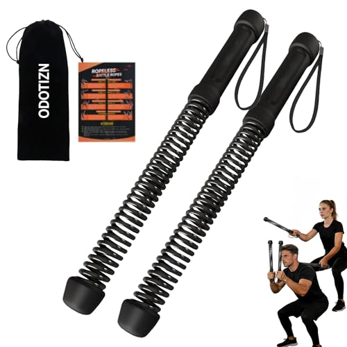 Ropeless Battle Ropes for Home Gym for Men & Women, Portable Cordless Weighted Workout Rope Set with Storage Bag & Workout Guide, Cordless Battle Ropes Alternative for HIIT Cardio(Black) - color: Black