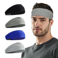 Sukeen Cooling Sports Headbands for Men: Instant Cooling Moisture Wicking Sweatbands Non-Slip Elastic Mens Headband Gym - color: Black/Dark Gray/Royal Blue/Gray, 4 pack