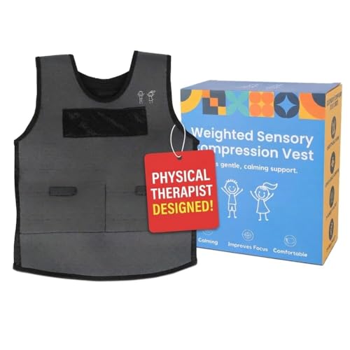 Weighted Compression Vest for Kids – Adjustable Sensory Vest with Removable Weights – Breathable Mesh Lining – Comfortable Fit for Home and Classroom - size: Small