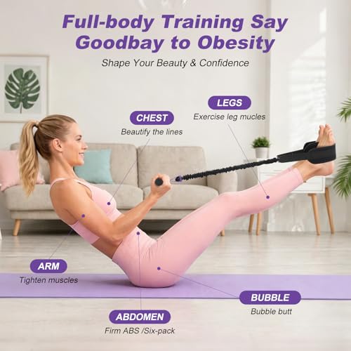 Foot Pedal Resistance Band with Handle, Upgrade Full Body Workout for Men & Women, Core Abs Legs Glutes Arms, Pilates Strength Training Home Gym Equipment