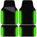 CAR PASS Fluorescent Leather & Waterproof Car Carpet Floor Mats, Universal Car Mats Fit for SUV,Vans,sedans, Trucks,Set of 4pcs Car Carpet with Anti-Slip nibbs Driver Heel Pad (Black Green Lime) - color: Black and Green