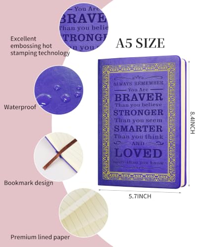 JOHSBYD Journal for Women - A5 Lined Hardcover Notebook and Diary for Teen Girls, 200 Pages 100GSM Bleedproof Paper, Inspirational Back to School College Supplies (Purple) - color: Purple
